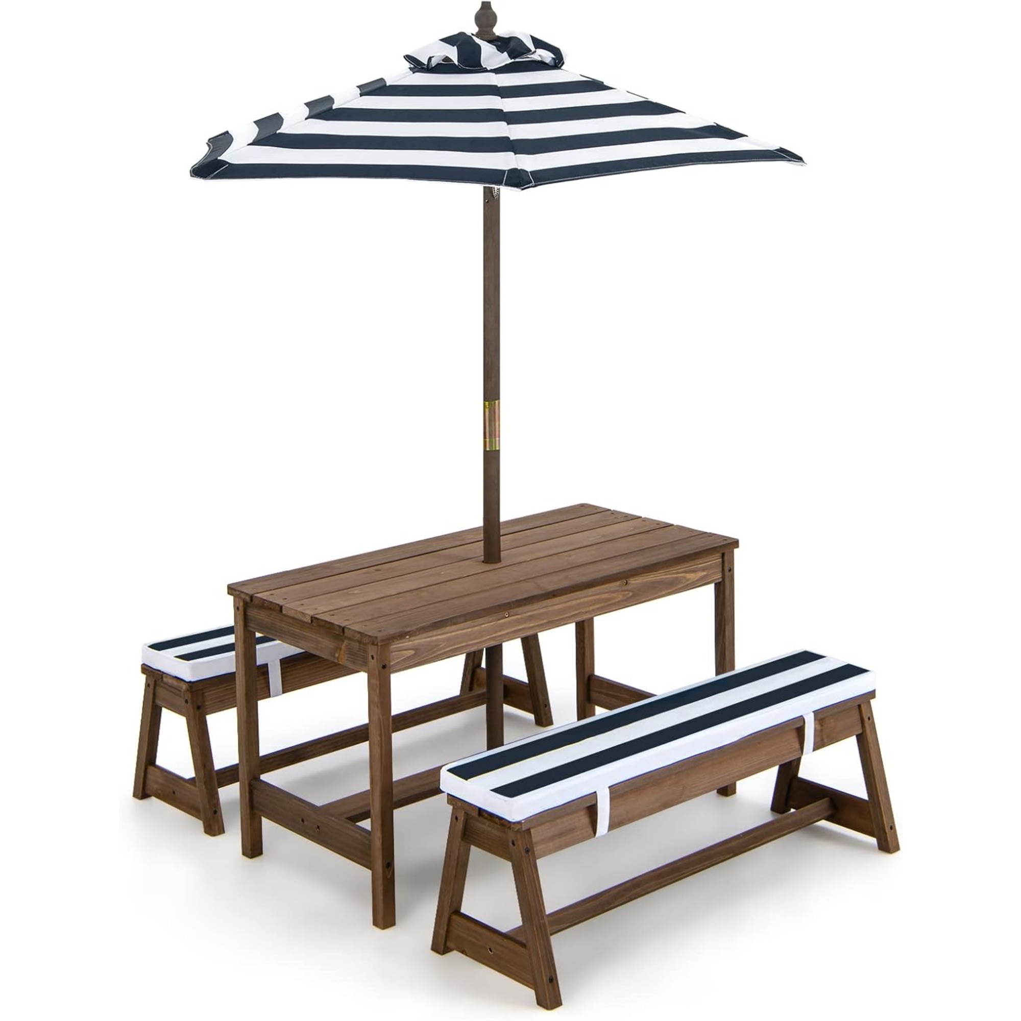 Kids Outdoor Wooden Playset - Kids Picnic Table with Umbrella Foldable,