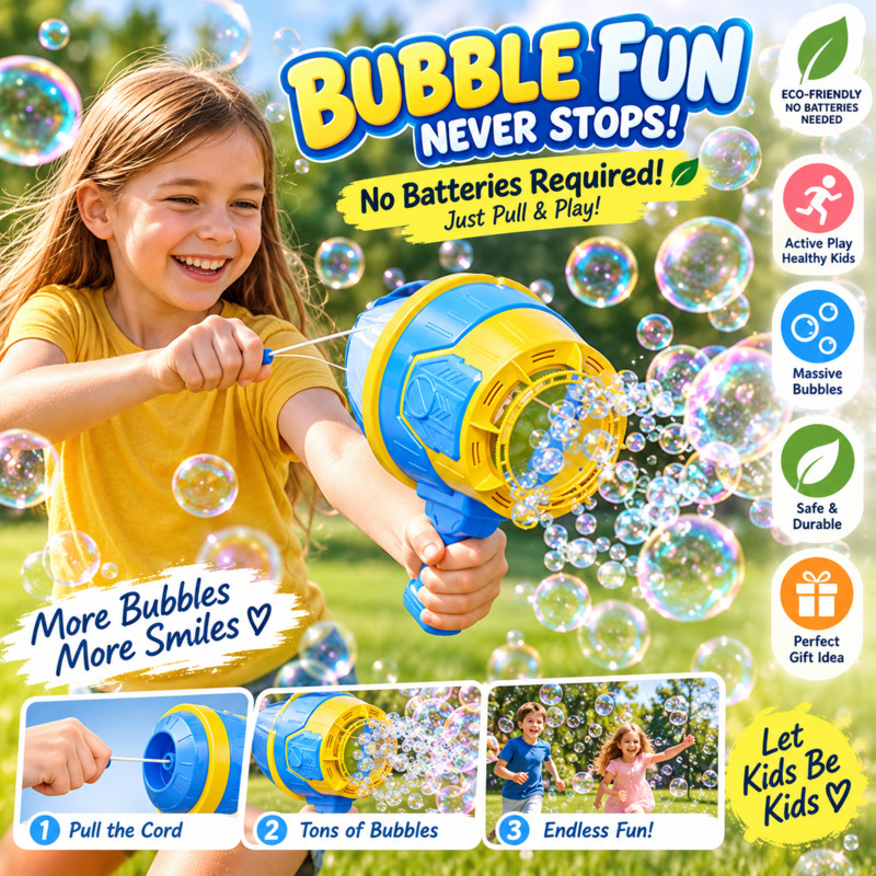 Kids Outdoor Easter Toys - Battery Free Bubble Gun Machine, Kids