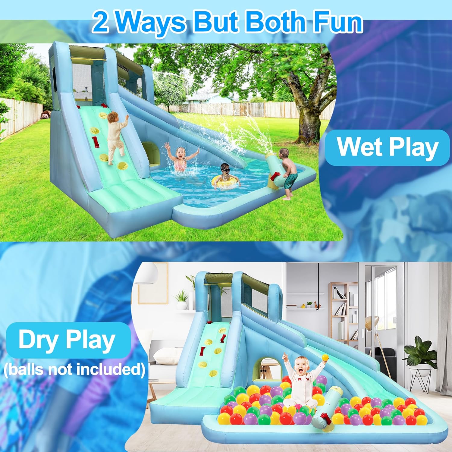 6-in-1 Inflatable Kids Bounce  - Kids Outdoor House With Slide review and price