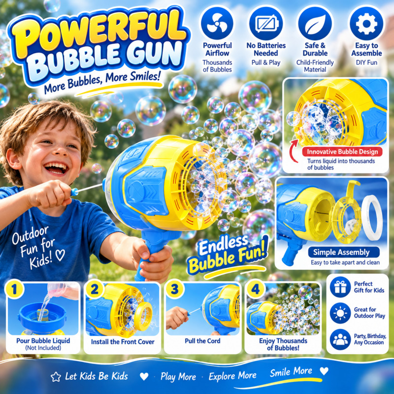 Battery Free Bubble Gun Machin - Kids Outdoor Easter Toys review and price