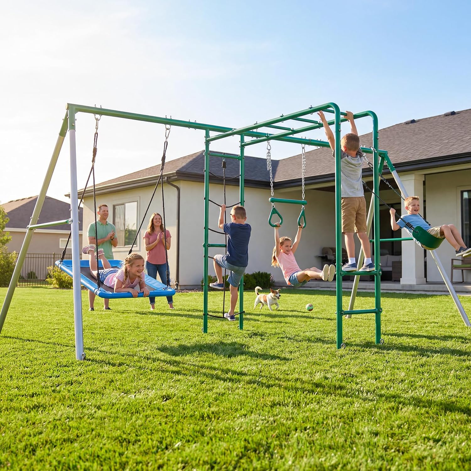 Backyard Swing Set with Monkey - Kids Outdoor Monkey Bars review and price