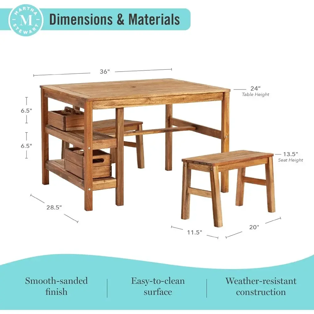 Kids Outdoor Crat Table and 2  - Kids Outdoor Wooden Playset review and price