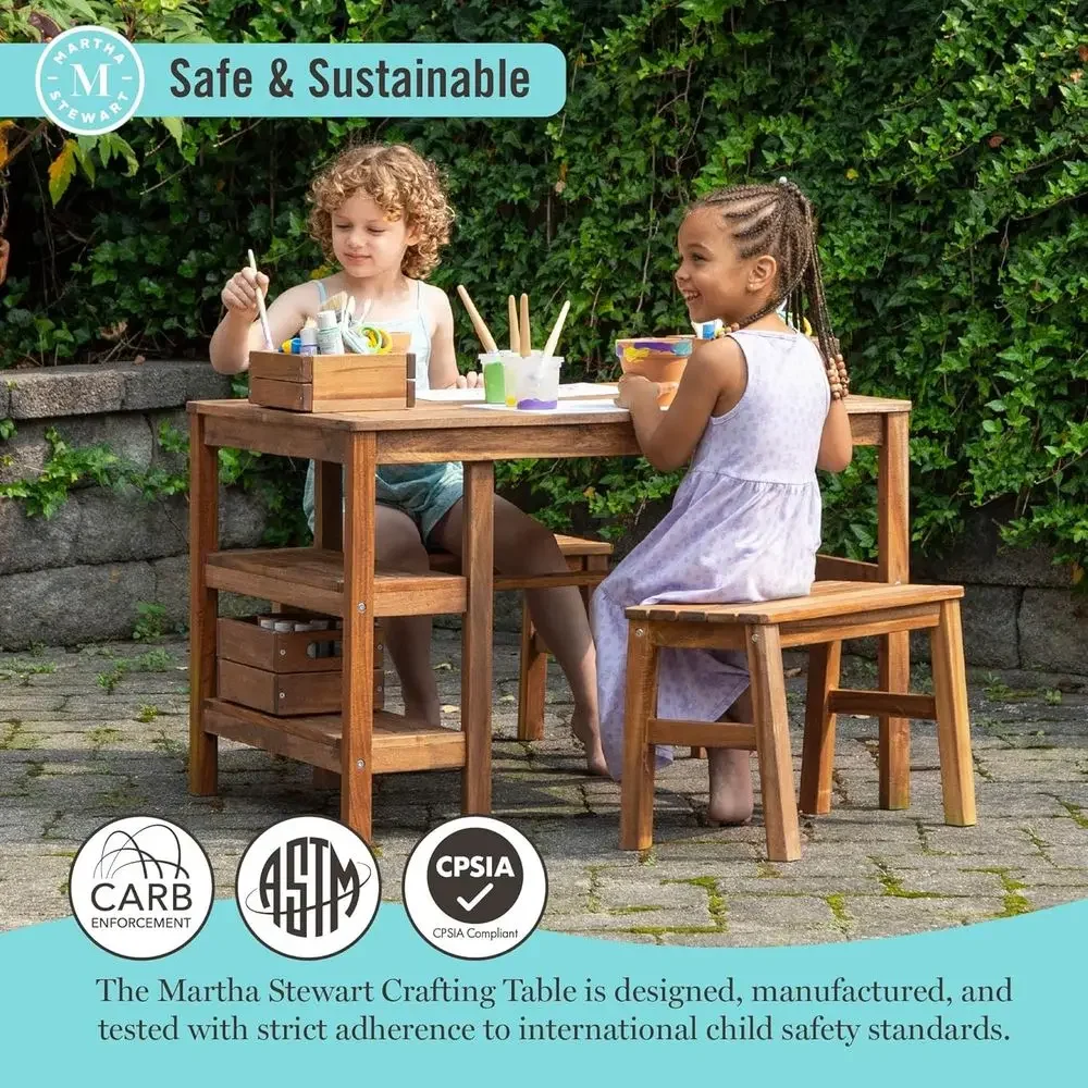 Kids Outdoor Crat Table and 2  - Kids Outdoor Wooden Playset review and price