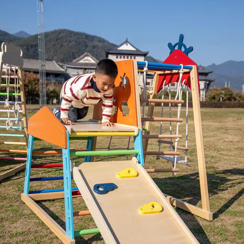 Large Solid Wood Climbing Fram - Kids Outdoor Wooden Playset review and price