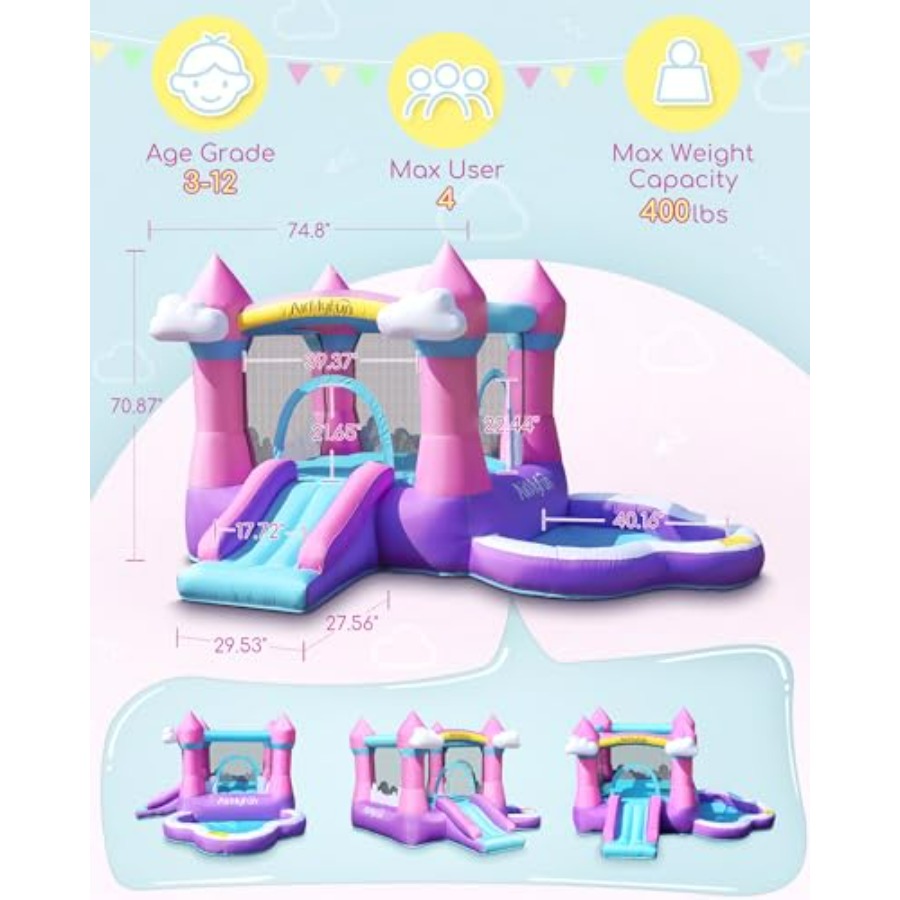 Pink inflatable bounce house f - Kids Outdoor House With Slide review and price