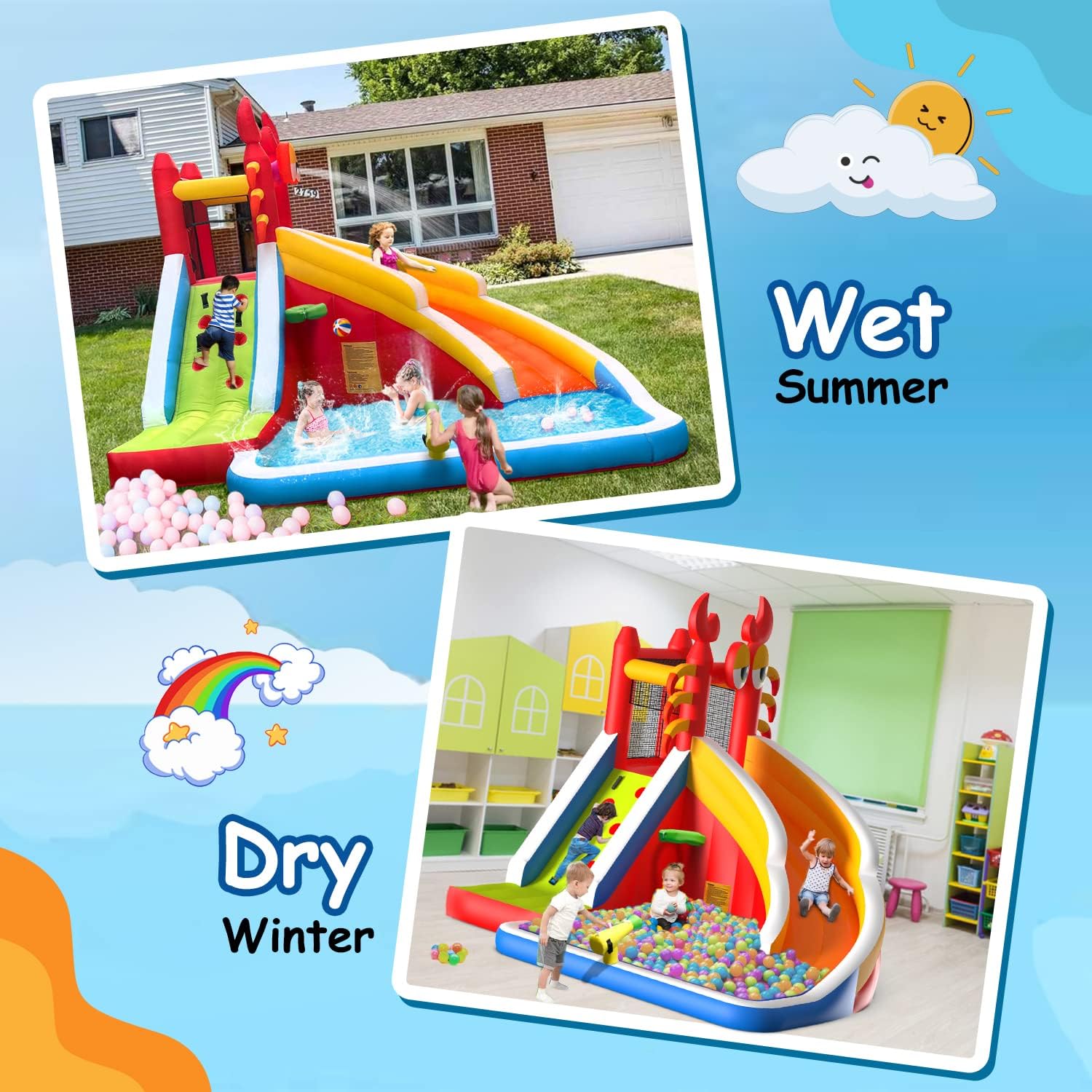 Large Inflatable Bounce House  - Kids Outdoor House With Slide review and price