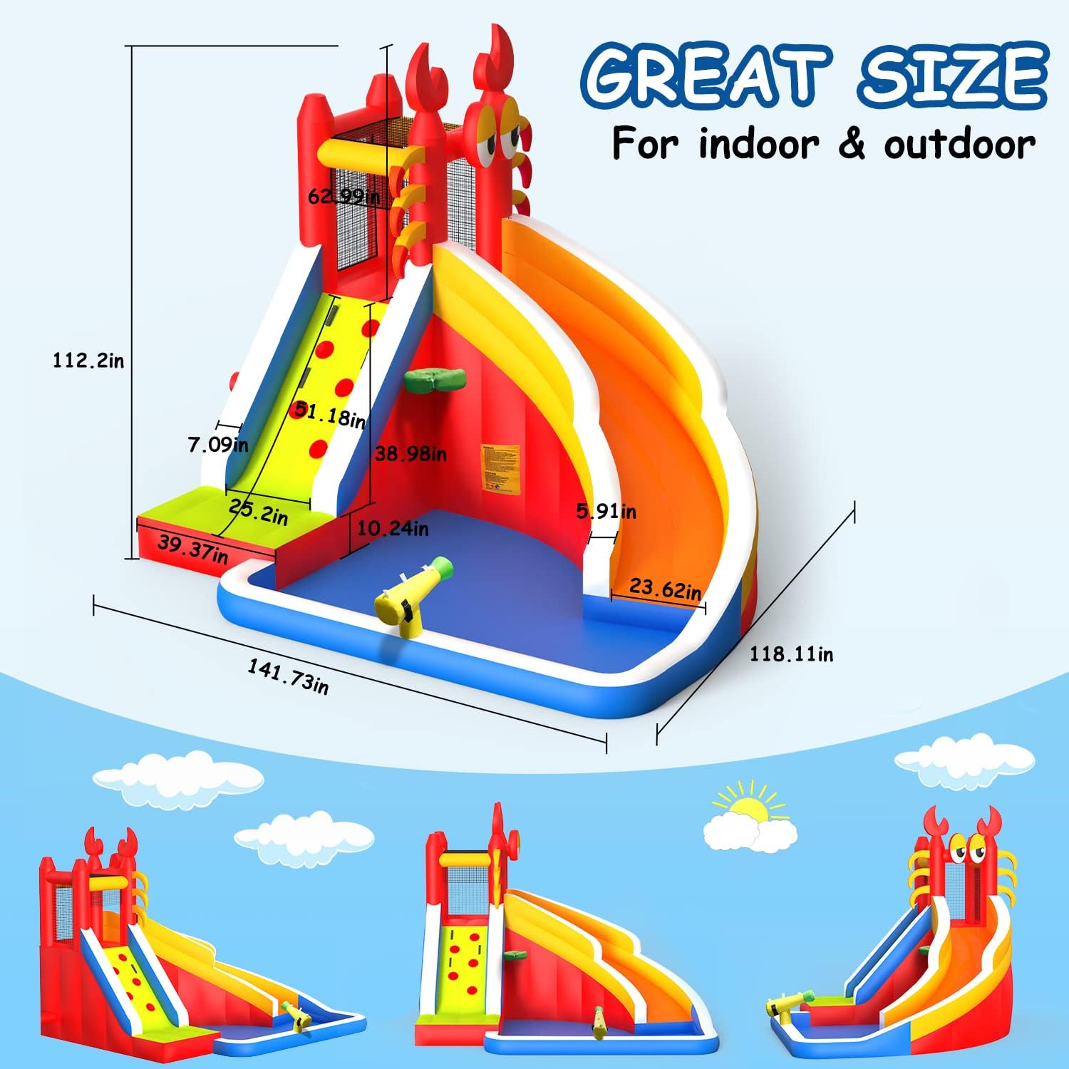 Large Inflatable Bounce House  - Kids Outdoor House With Slide review and price