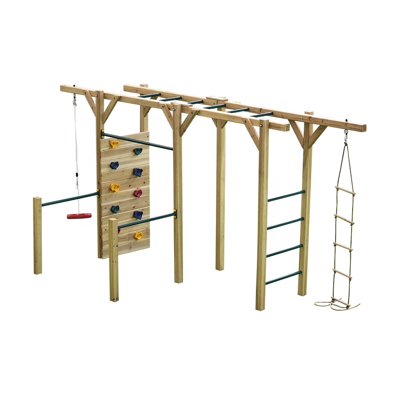6 in 1 Wooden Fitness Equipmen - Kids Outdoor Monkey Bars review and price