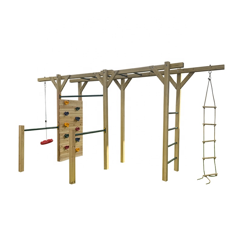 6 in 1 Wooden Fitness Equipmen - Kids Outdoor Monkey Bars review and price