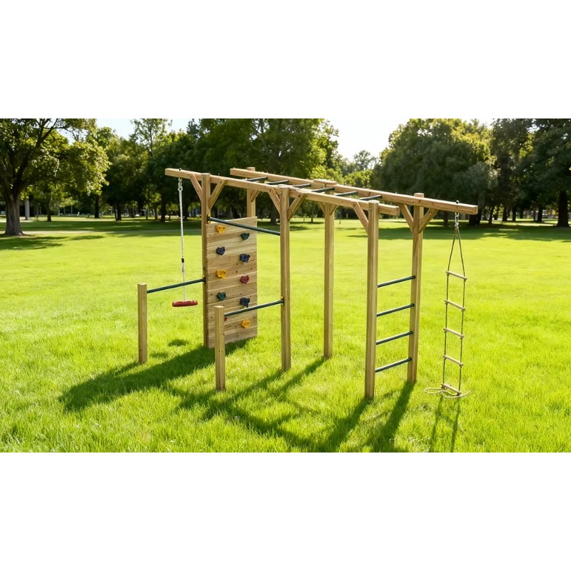 6 in 1 Wooden Fitness Equipmen - Kids Outdoor Monkey Bars review and price